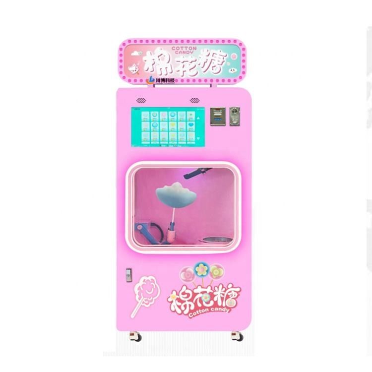 Machine à vendre automatique de bonbons de coton entièrement automatique avec carte de crédit multi-langue