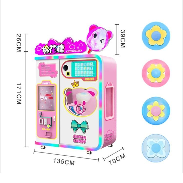 Machine à vendre automatique de bonbons de coton entièrement automatique avec carte de crédit multi-langue
