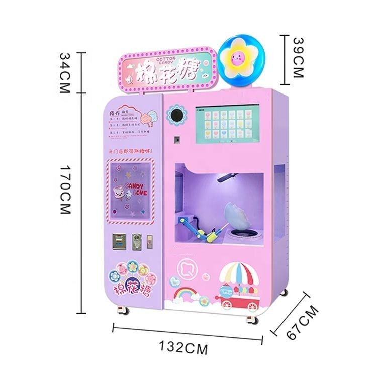 Machine à vendre automatique de bonbons de coton entièrement automatique avec carte de crédit multi-langue
